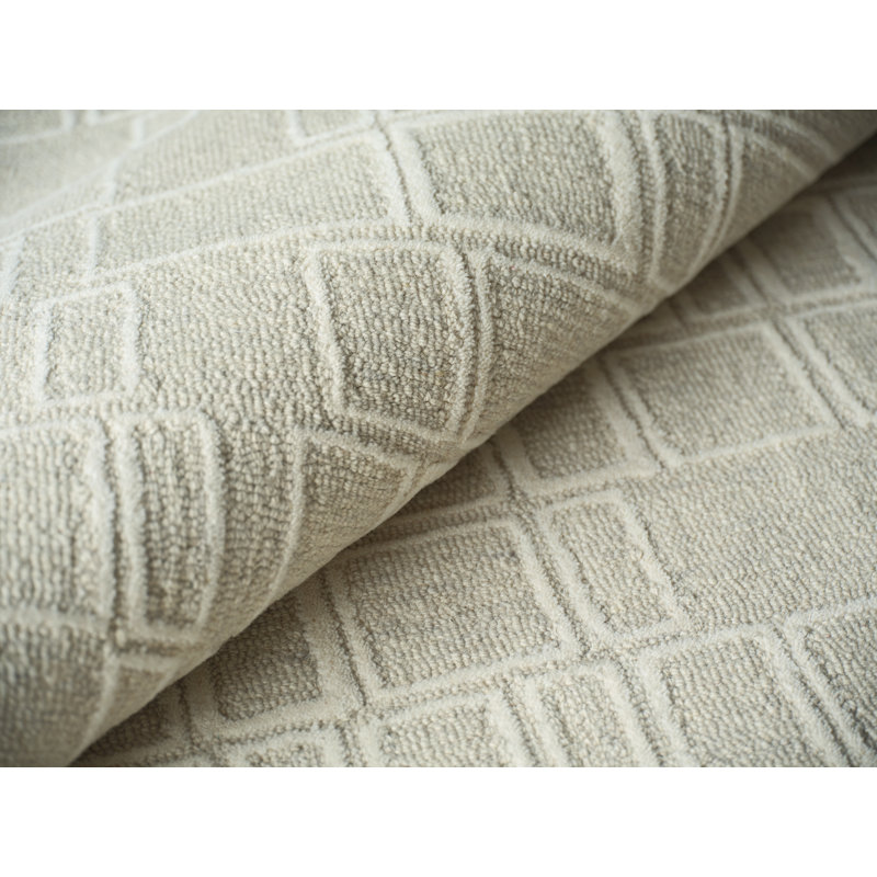 Soho Hand Tufted Wool Abstract Area Rug, Silver/Ivory, Rectangle 14' x 18'