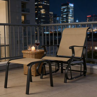 Modern High Back Glider Chair Set,Outdoor Glider