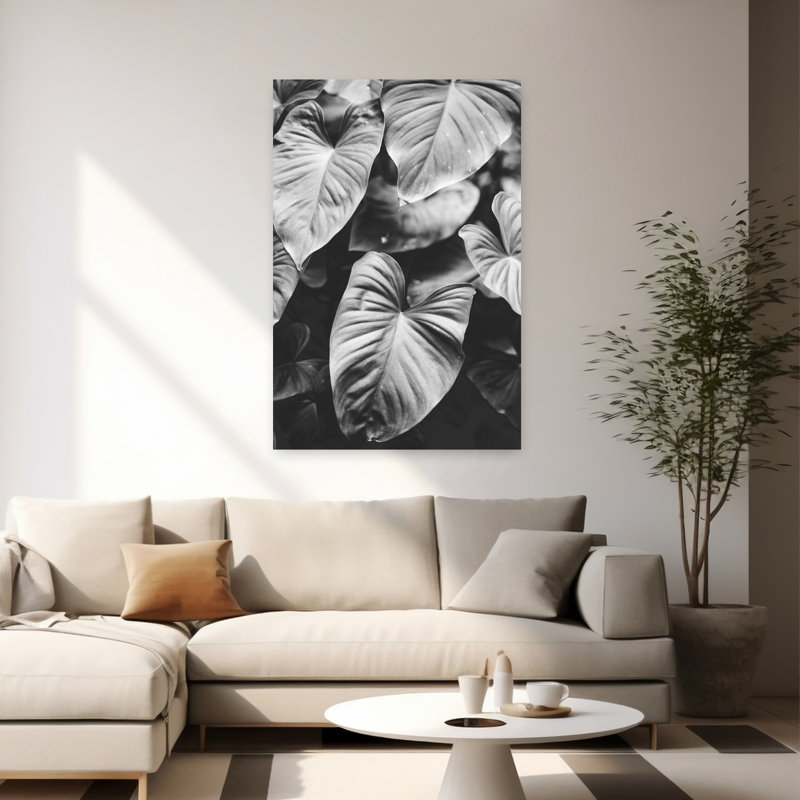 Feuilles d'art gris contemporain, H 60 po x l 40 po
