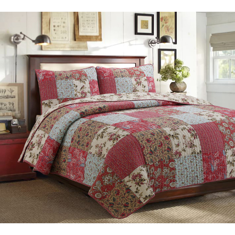 Rosalie Cotton Patchwork Quilt, Queen Quilt + 2 Shams
