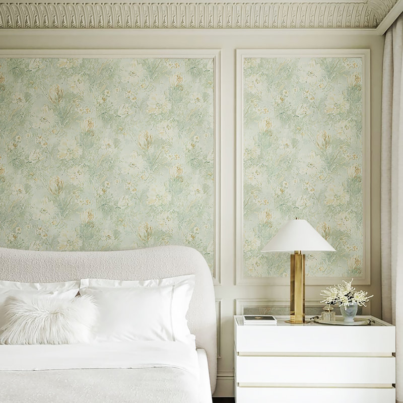 Été Floral Monet Wallpaper, Gray/Green