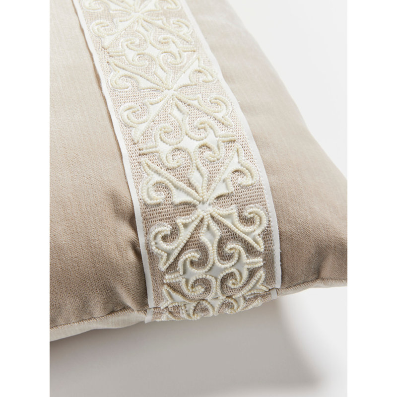 The MET x The House of Scalamandre Saxony/Stripe Pillow, Pearl/Dove