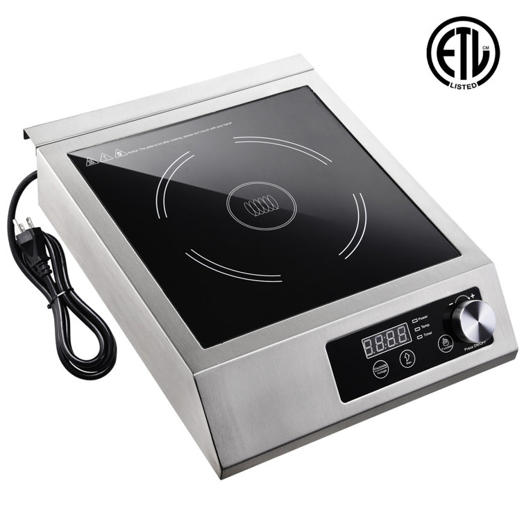 Costway 1800W Double Hot Plate Electric Countertop Burner Stainless Steel 5 Power Levels - Silver