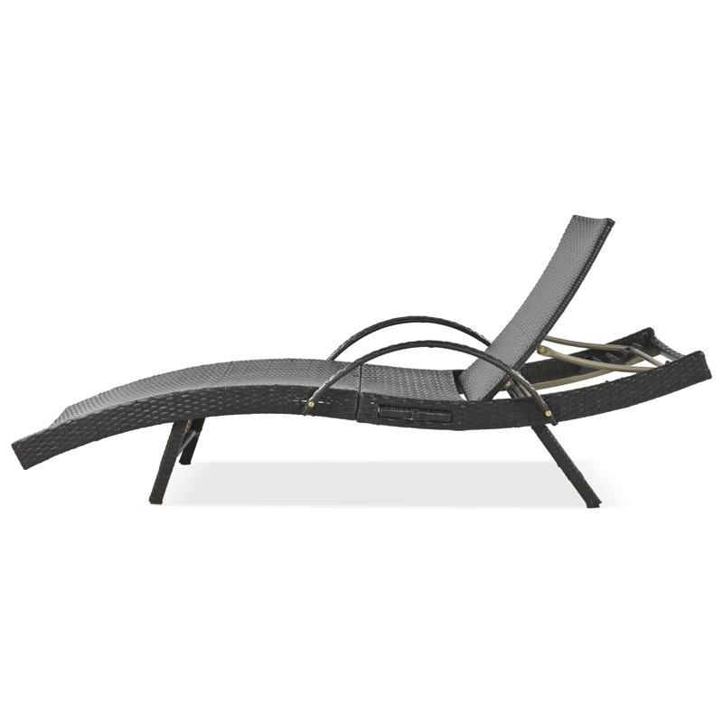 Ensemble de chaises longues d'extérieur en osier (ensemble de 2), Brun