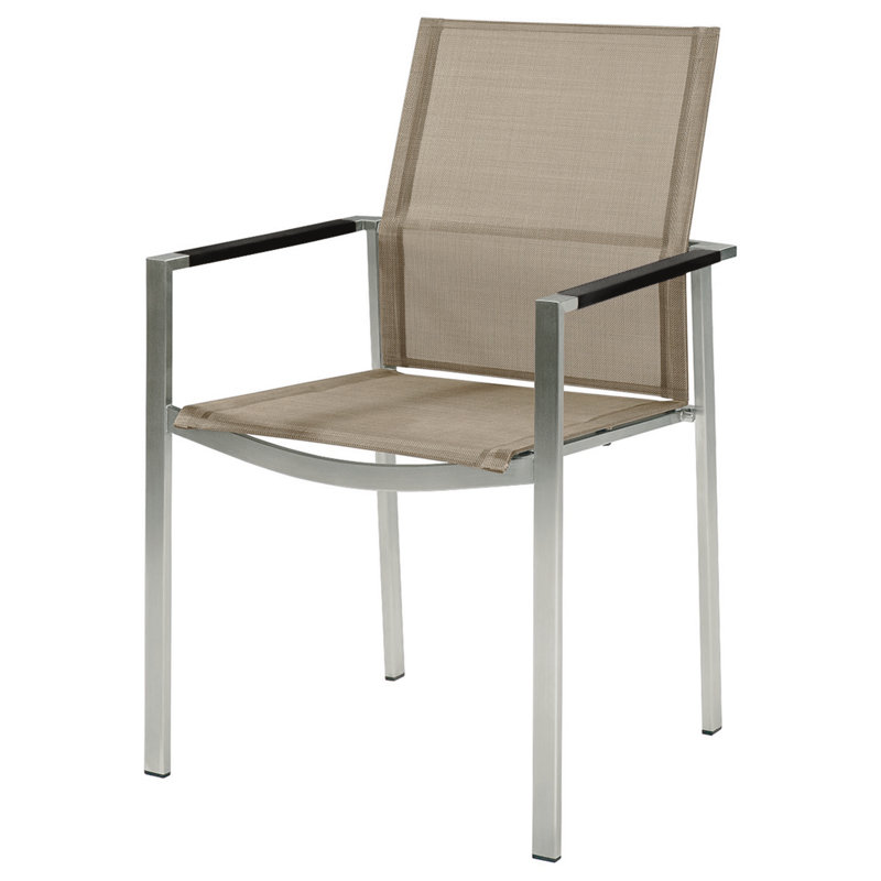 Mercury Steel & Aluminum Dining Sling Arm Chair, Graphite Finish/Titanium Sling