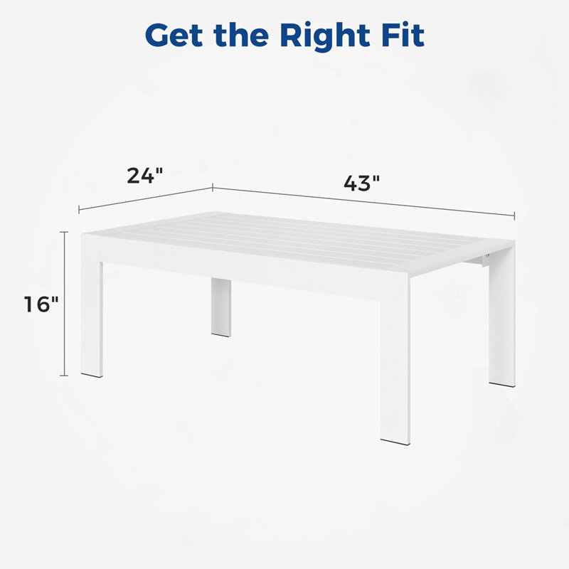 Table basse d'extérieur en aluminium toutes saisons, Blanc