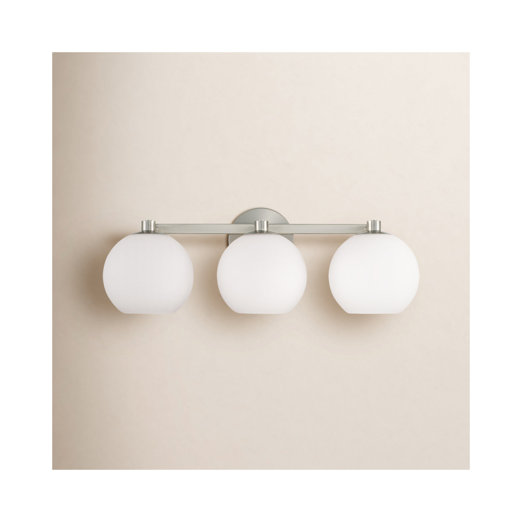 Ansley 3 Light Frosted Dimmable Vanity Light, Brushed Nickel