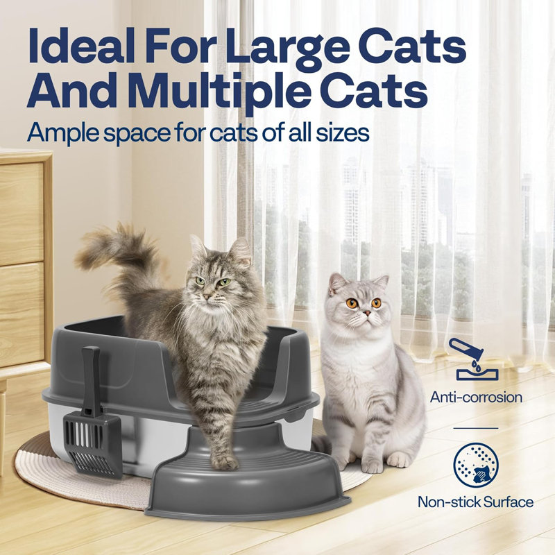 Stainless Steel Litter Extra Large Litter Box Multiple Cats XXXL Stainless  Steel Litter Box With High