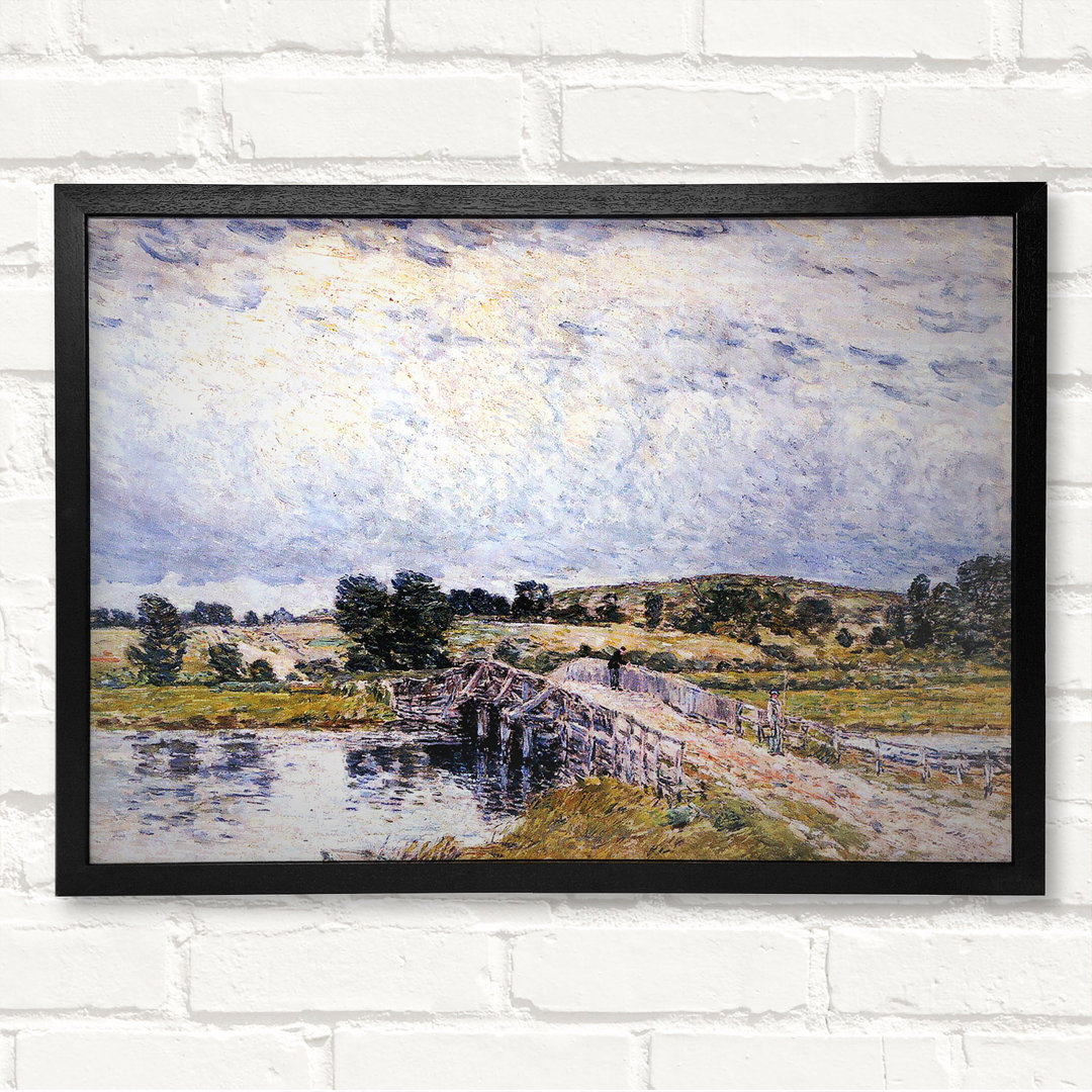 Die Brücke von Old Lyme von Childe Hassam - Geschlossener Eckrahmen Kunstdrucke auf Holz