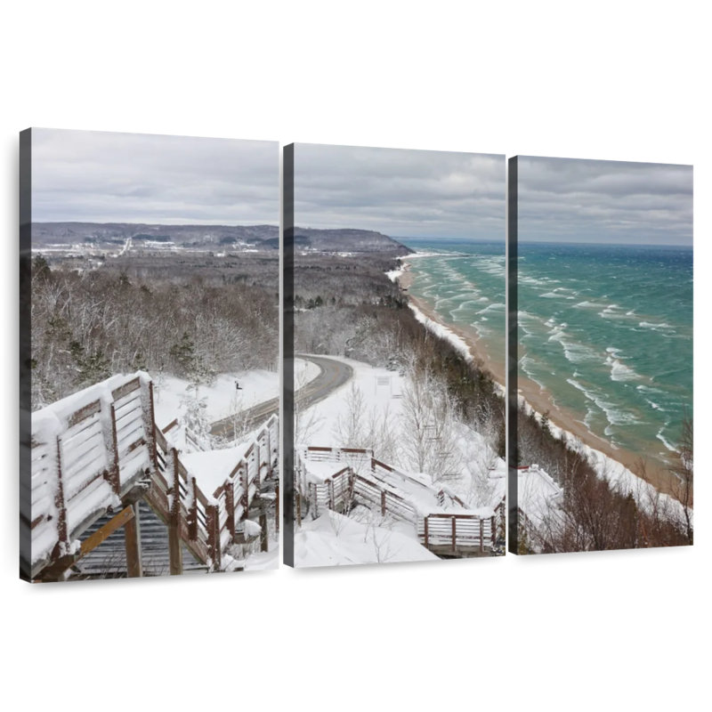 Scène d'hiver à Alvord Lake Michigan, H 48 po x l 74 po
