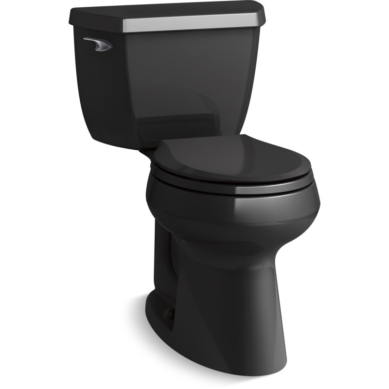 Highline Classic Comfort Height Two-Piece Round-Front 1.28 GPF Chair Height Toilet, Black, Left