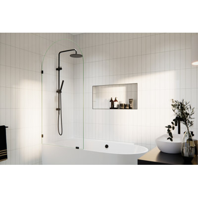 Venus 34 in. x 66.75 in. Frameless Arched Single Fixed Bath Panel