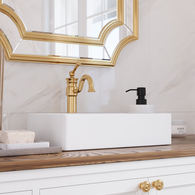 DeerValley 20" White Ceramic Rectangular Vessel Sink with Overflow