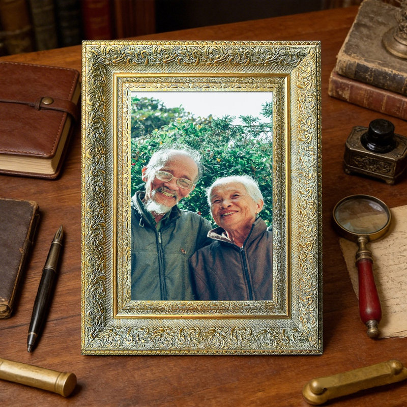 Cadre photo doré antique 1PC pour photos et cadeaux de pendaison de crémaillère 5 po x 7 po, 5" x 7", Antique Gold, 1