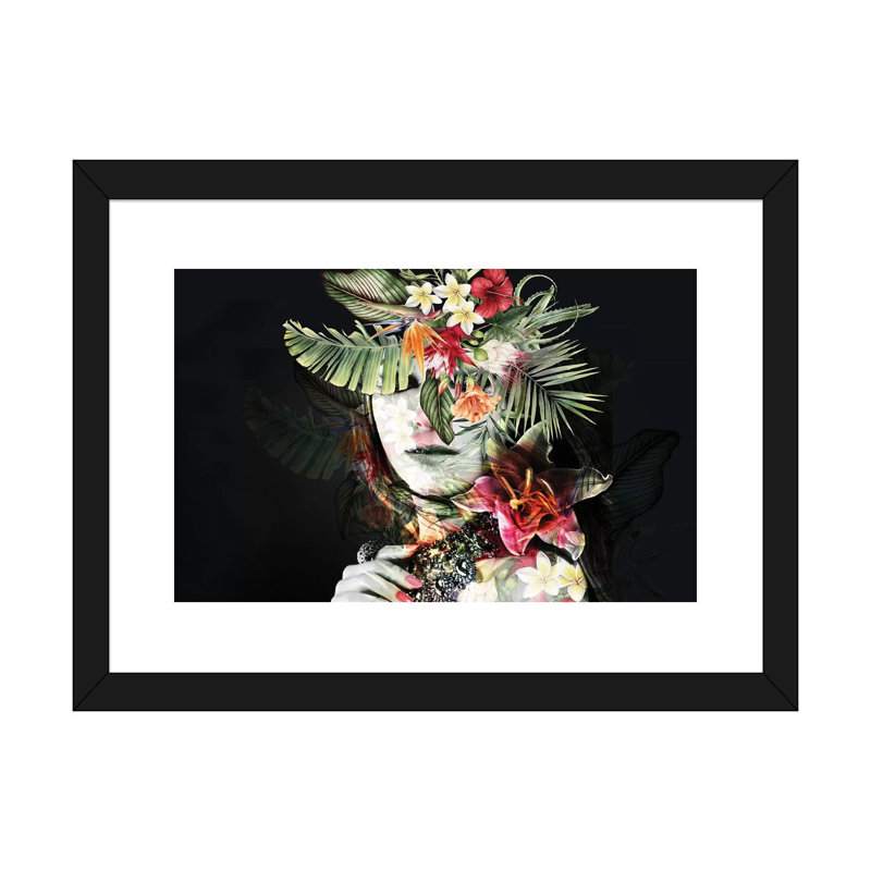 Printemps I - par Tatiana Amrein, impression, H 24 po x l 32 po x P 1 po, Papier encadré noir, Blanc