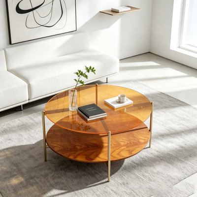 Modern Gold Round Double-Layer Coffee Table