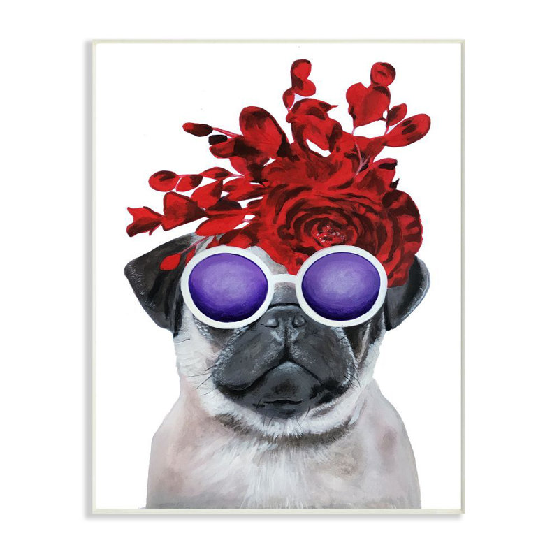 Décoration murale pour enfants carlin dog Thirlby, Plaque de bois, H 15 po x l 10 po x P 0,5 po