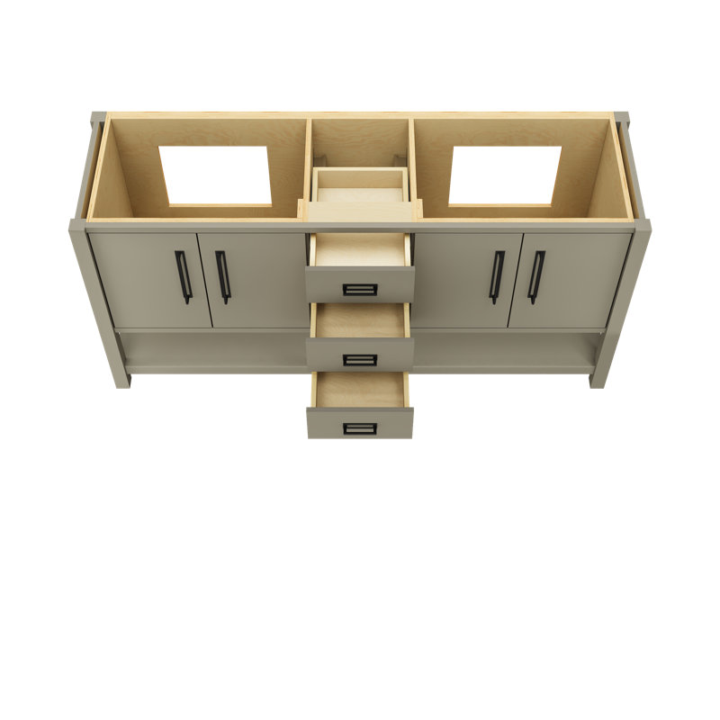 Kiawah Double Bath Vanity, French Olive, Matte Black, 72"