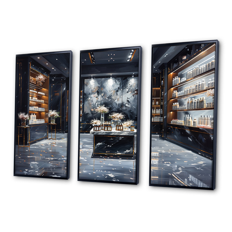 Ensemble de salon Kaat, H 28 po x l 36 po x P 1 po, Toile avec cadre flottant noir