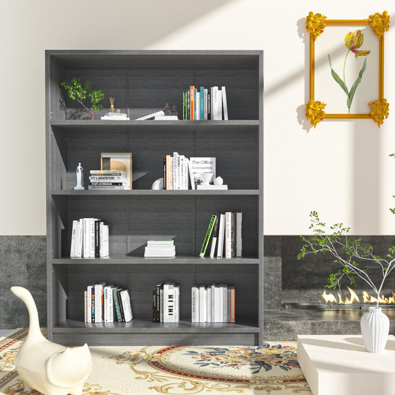 Bibliothèque standard Zahmira, (4 tablettes) H 48 po x l 33 po x P 11,6 po, Gris carbone