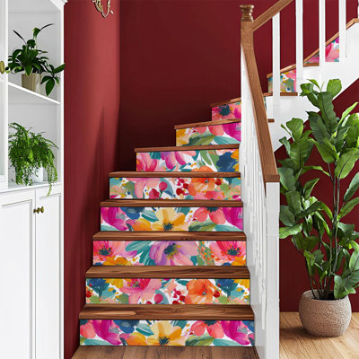 Peel and Stick Wallpaper Contact Paper Abstract flower blooming floral Grunge textured Self Adhesive and Removable 24in x 118in(60x300cm)