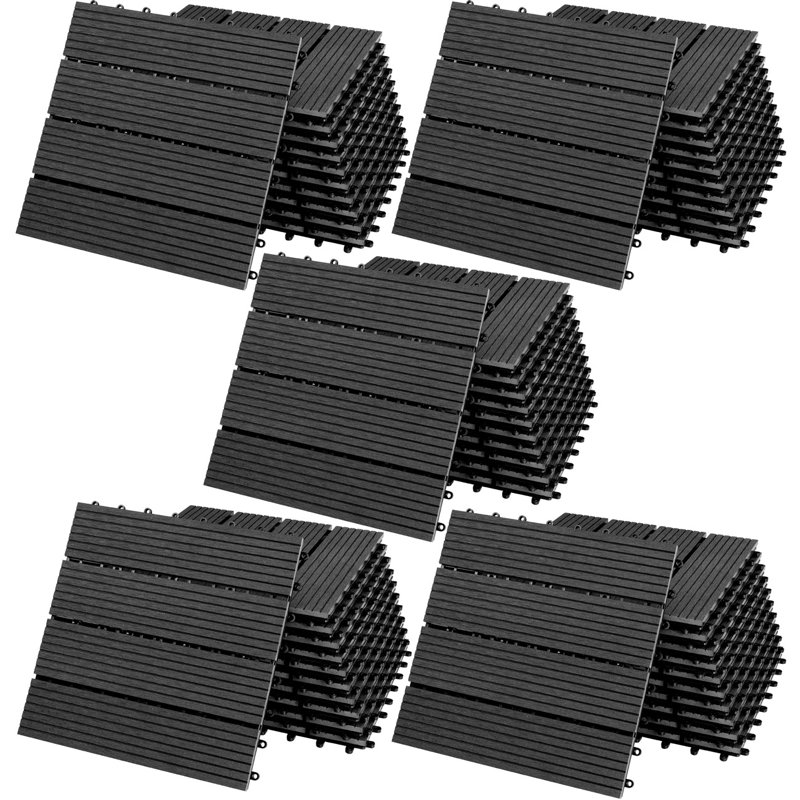 Sesser 30cm L x 30cm W Manufactured Wood Interlocking Deck Tile, Anthracite