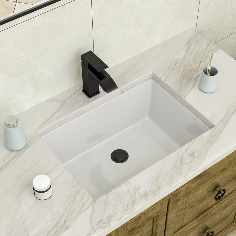 Lavabo de salle de bain rectangulaire encastré en céramique blanc avec trop-plein 22 "x 15-1 / 2"