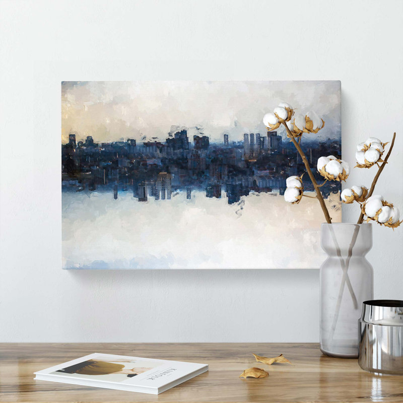 City Mirror In Abstract - Wrapped Canvas Print, 60cm H x 91cm W x 3cm D