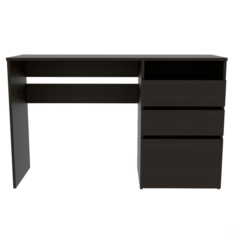 Bureau d'ordinateur à trois tiroirs, une tablette, Noir