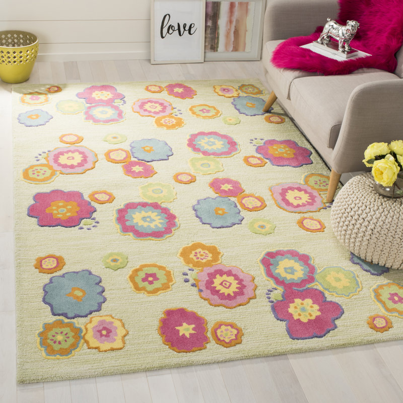 Tapis beige en coton / laine touffeté à la main Claro, Rectangle 4 pi x 6 pi