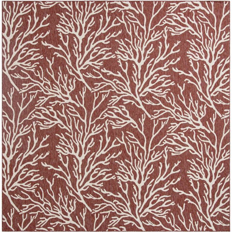 Contemporary Outdoor Ayton Area Rug Rust Red Colour, Carré 10 pi