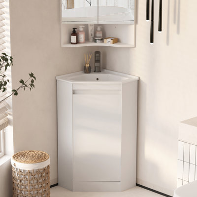 24'' Corner Single Bathroom Vanity Set With Sink Top
