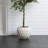 White and Beige Pattern 14.2-Inch Round Planter