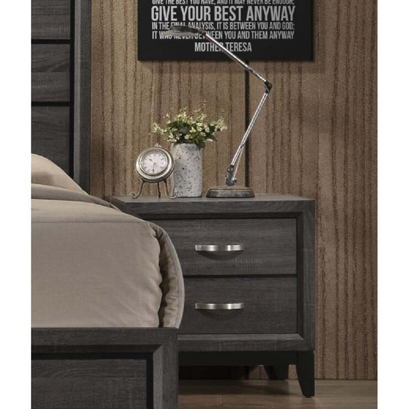 Ahmaad 2-Drawer Nightstand in Weathered Gray