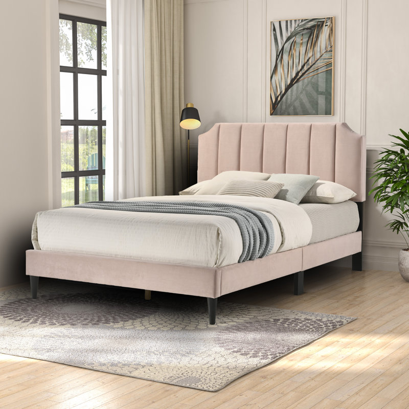 Conwy Upholstered Double (4'6) Bed, Champagne Pink
