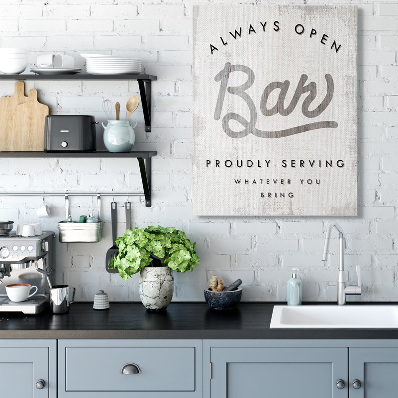 "Always Open" parOB Bar, art dramatique surdimensionné sur toile tendue par Daphne Polselli, Toile tendue, H 48 po x l 36 po