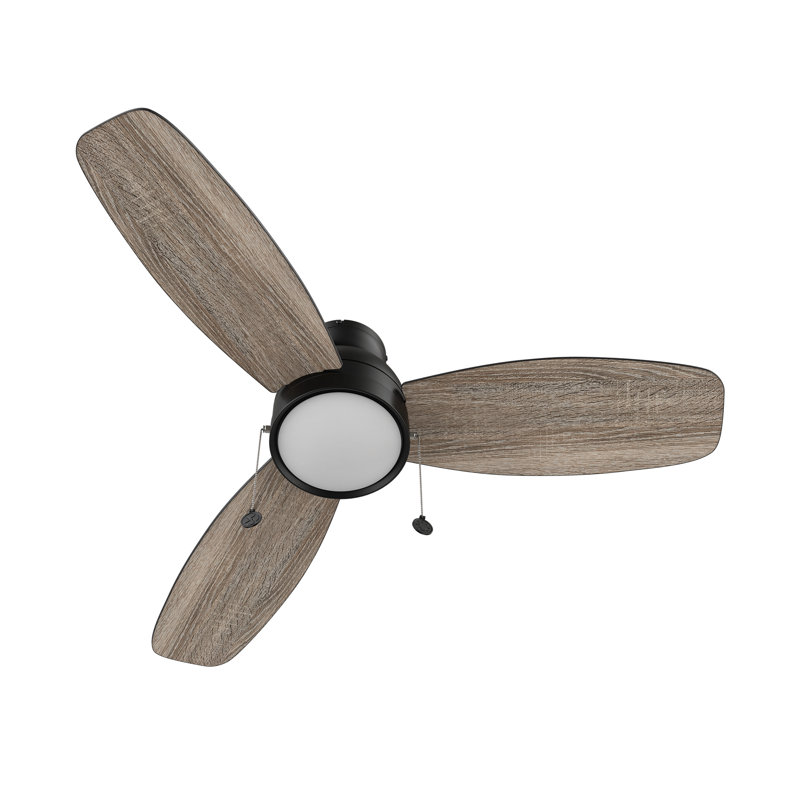 48" DC Motor 3 Reversible Blades Pull-chain Ceiling Fan with LED  Light