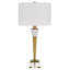 Lampe de table 150W en métal 150W avec base en cristal et abat-jour cylindrique en tissu rigide Alwick