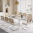 71In Rectangle Glass Top Dining Set With Velvet Chairs-588360854-588360849