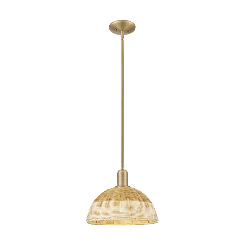 Cidalino - Mini-luminaire suspendu à cordon 1 lumière avec abat-jour tressé - Abat-jour, Or satiné