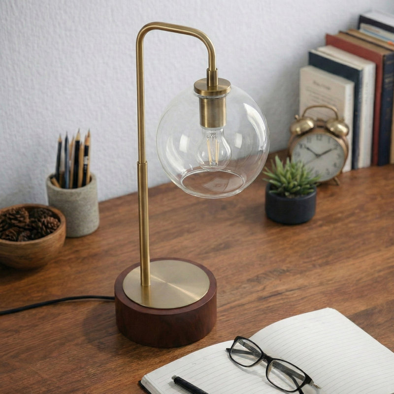 Boisy SIMPLE GLASS GLOBE ARCHED TABLE LAMP