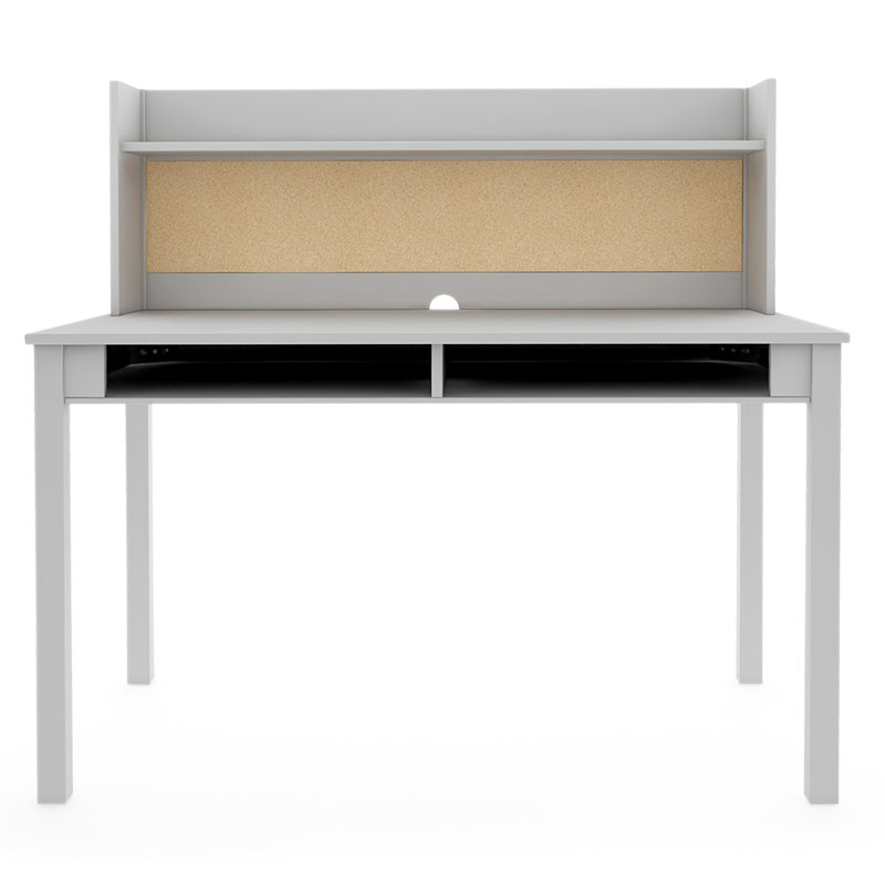 Gray Wooden Kids' Desk with Hutch and Chair Set