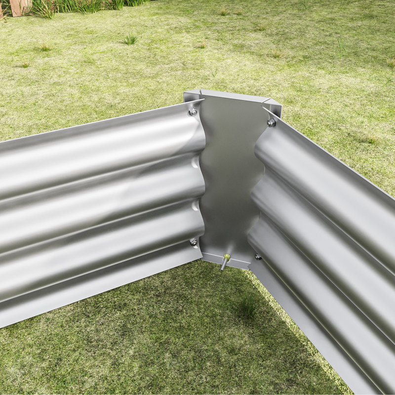 Silver Galvanized Metal Planter Bed For Outdoor Vegetable And Flower Growth In Urban Spaces Large - Sized Rectangle Backyard Planting Of Fragrant Flowers