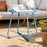 Ebern Designs Steel Patio Side Table, Weather Resistant Outdoor Round End Table