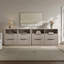  Commode cannelée moderne 56,5 "à 4 tiroirs avec 2 grands rangements ouverts-500291084