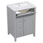 Meuble-lavabo gris de 24 po avec lavabo, panneau de fibres à densité moyenne et fabrication en bois d'hévéa, 3 tiroirs et armoire avec tablettes réglables, conception moderne pour les petites et moyennes salles de bain-222348392