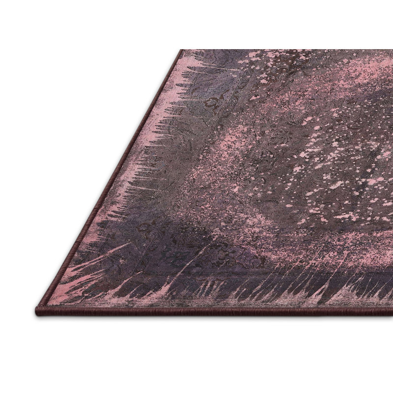 Tapis contemporain rose / brun, Rectangle 3 pi x 5 pi