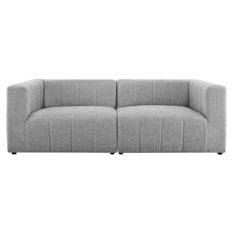 Modway Bartlett Upholstered Fabric 2-Piece Loveseat, Light Gray Velvet