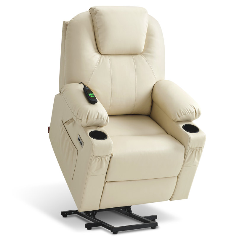 Petit fauteuil inclinable électrique avec massage et chaleur pour personnes âgées Caliah, Blanc