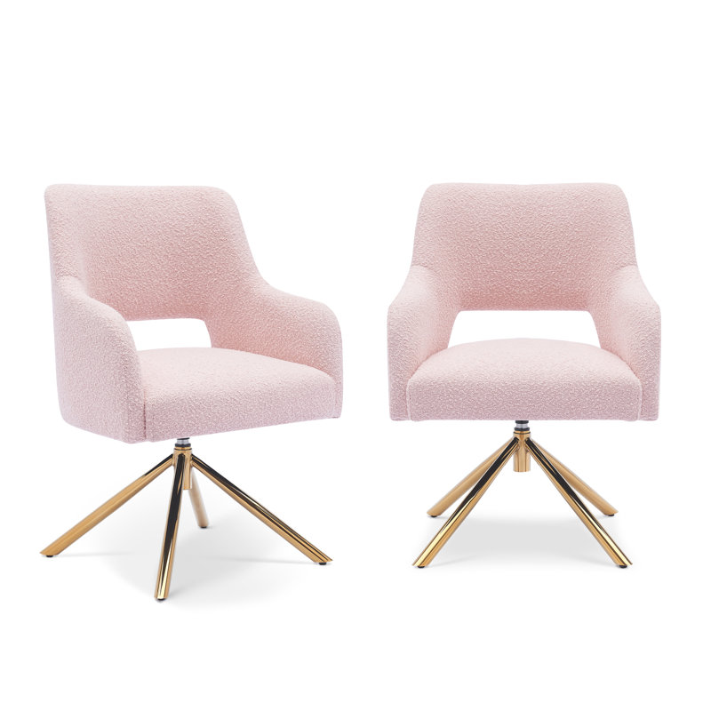 Fauteuil pivotant rembourré Breann, Mélange de polyester rose